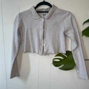 Princess Polly Gray Ribbed Knit Cardigan